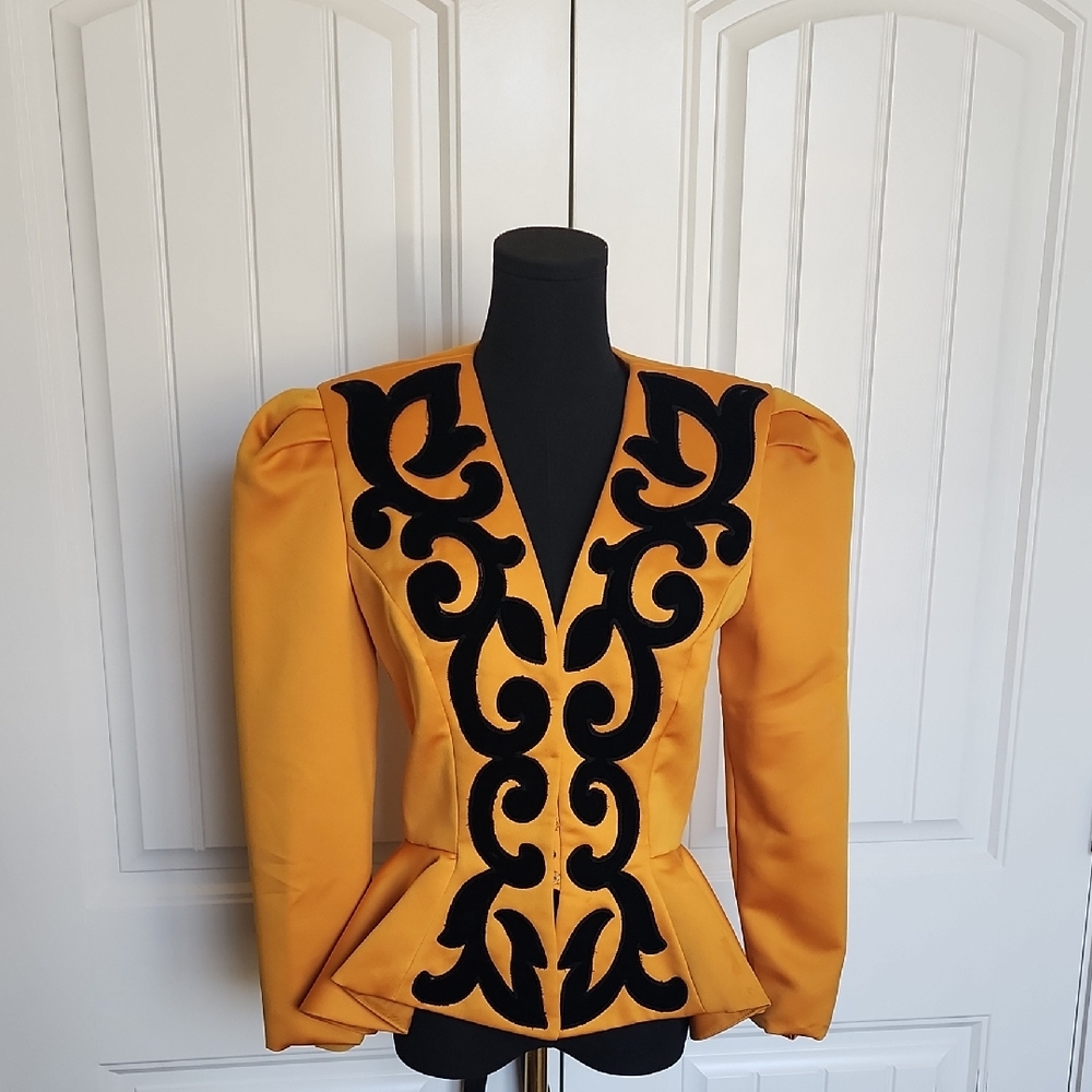 Farinae Collections Mustard Yellow Peplum Jacket